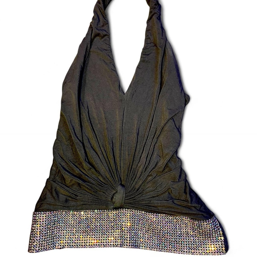 Vintage Bling Black Halter Top